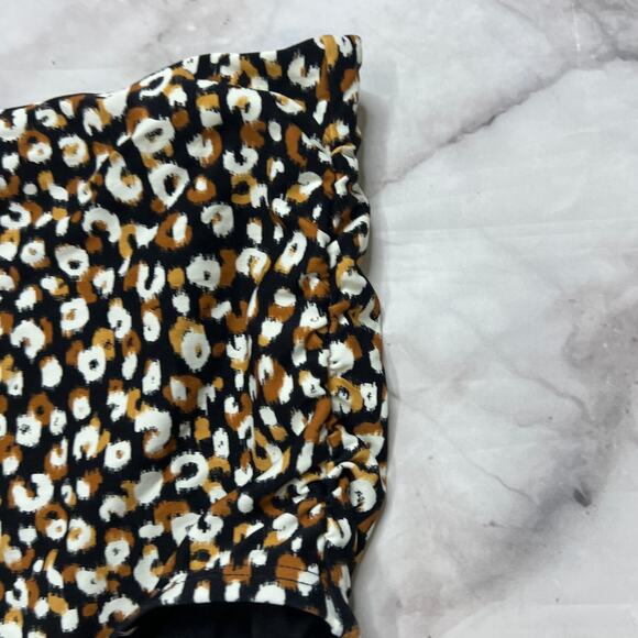 Coco Reef Animal Print/Black Reversible Fold Over High Waist Bikini Bottom L New - Picture 5 of 7